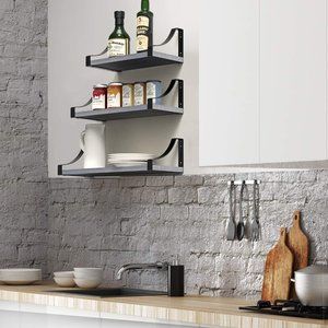New Rustic Paulownia Wood Wall Shelves Set…